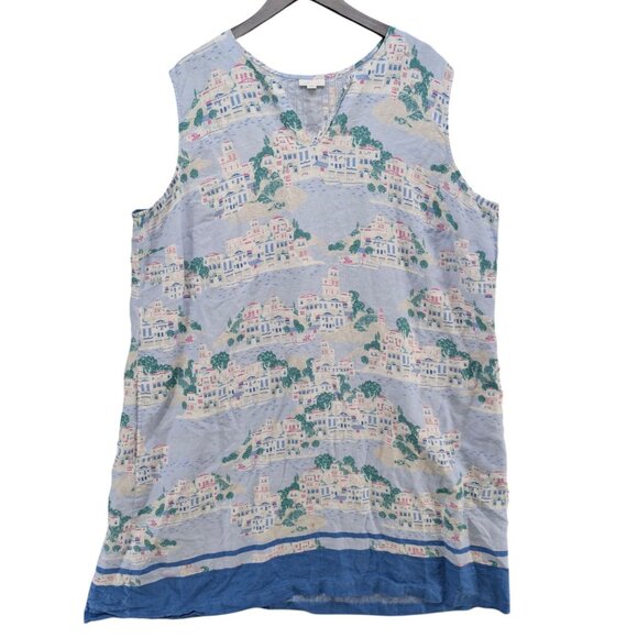 J Jill Love Linen Dress Blue Mediterranean Sleeveless V Neck Knee Length Size 4X - Picture 1 of 9